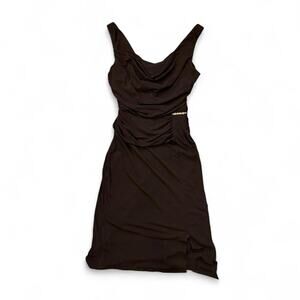 2000s whimsigoth rhinestone brooch ruched sleeveless black dress womens size 4